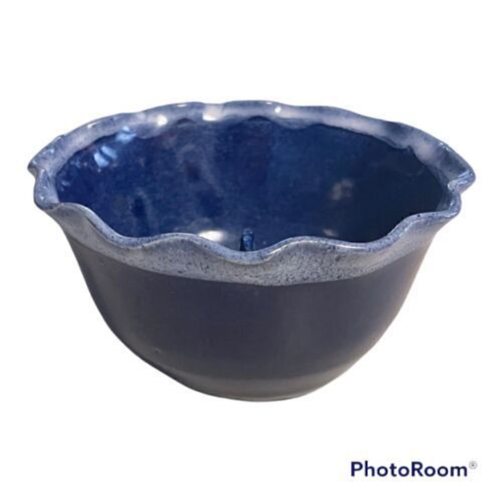 Vintage Blue Ridge Blue Pottery Apple Baker Ring Holder Trinket Dish Bowl Signed
